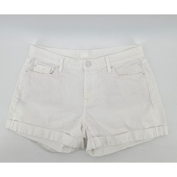 7 For All Mankind Pants - 7 For All Mankind Denim Shorts Womens 29 White Mid Roll Cuffed Summer Casual